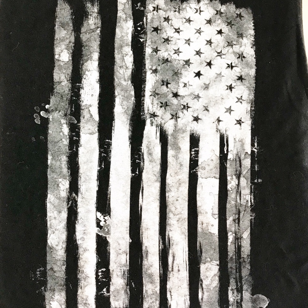 American Flag Black & White Design T-Shirt sz M